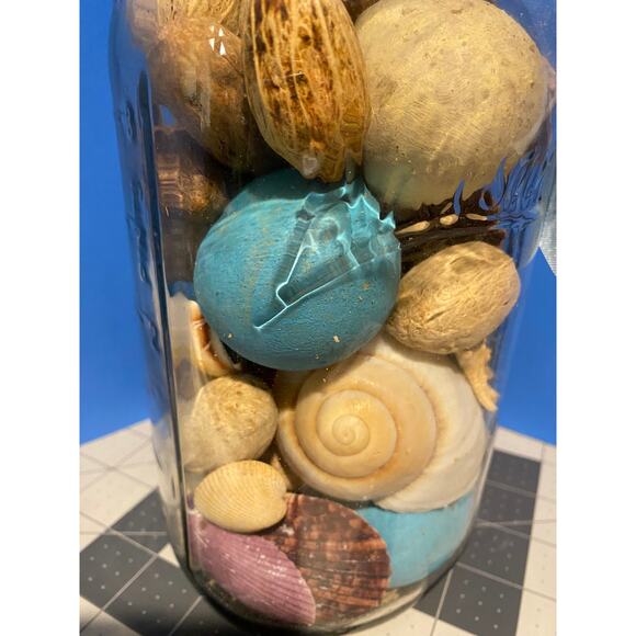 Coastal Sea Shell Potpourri Large Mason Jar, Nautical Decor - Picture 3 of 6